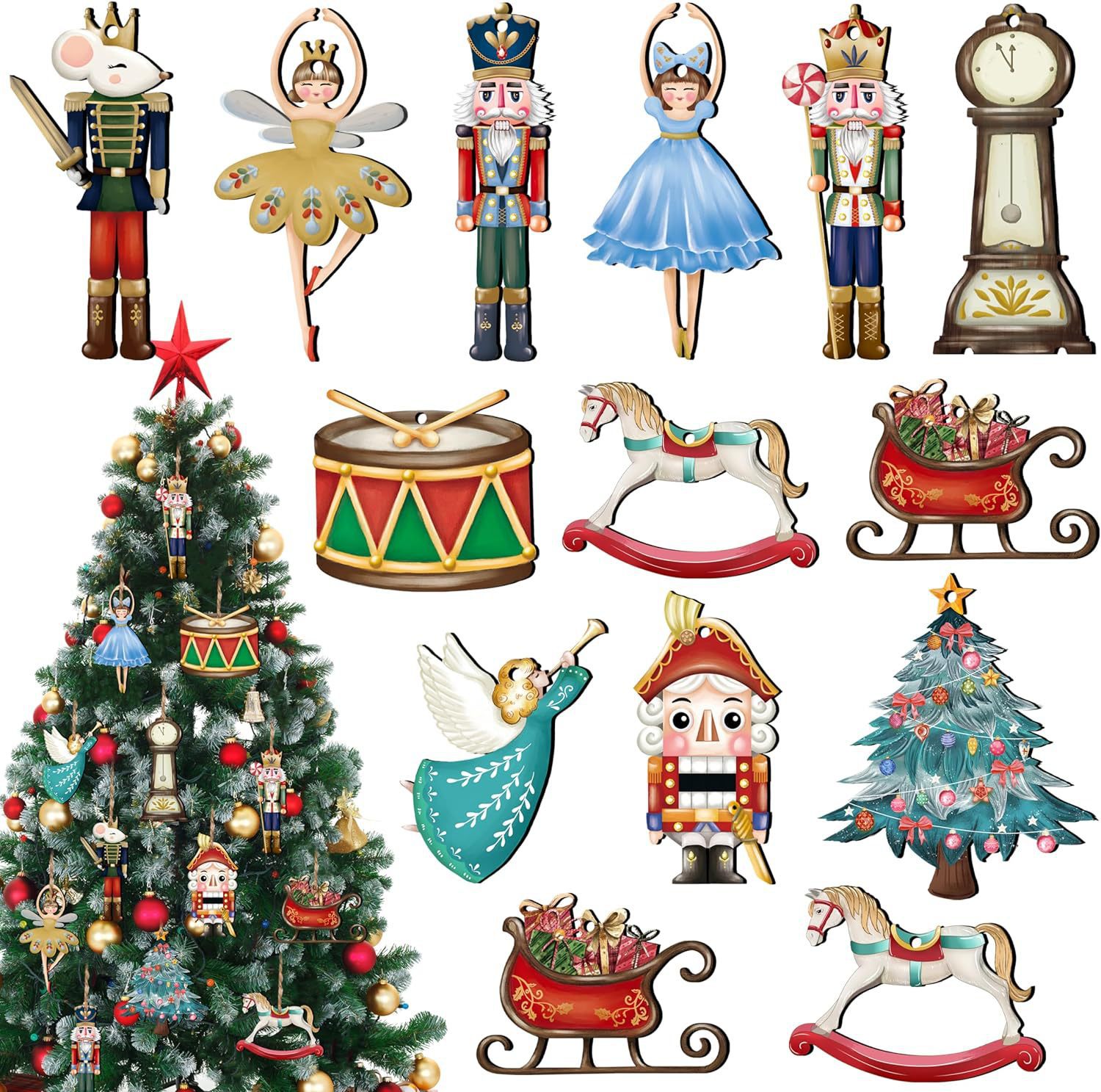 Nutcracker Figurine - 나무 호두까기 인형 펜던트, 크리스마스 호두까기